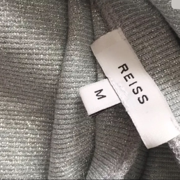 REISS Short Sleeve Metallic Silver Top - Picture 7 of 8